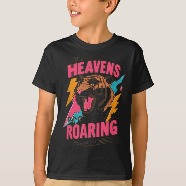 The Heavens Are Roaring Psalm 19_1, Retro Tiger Gr T-Shirt (Vorderseite)