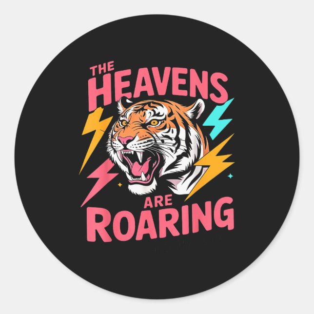 The Heavens Are Roaring Psalm 19_1 Tiger Christian Runder Aufkleber (Vorderseite)