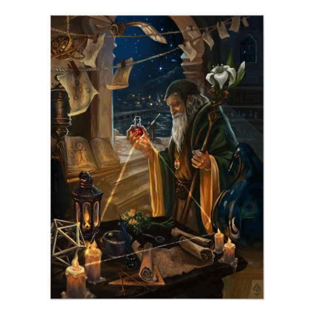 The Hermit card illustration - alchemy art Poster (Vorderseite)