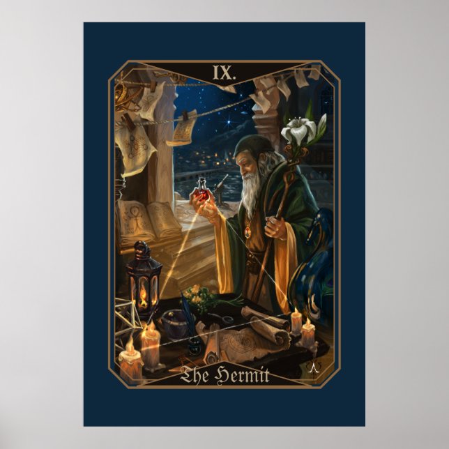 The Hermit tarot card -  fantasy alchemy art Poster (Vorne)