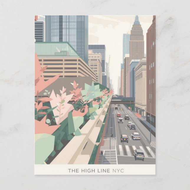 The High Line NYC Pastel Art Postkarte (Vorderseite)