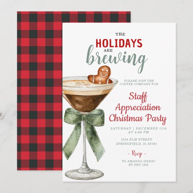 The Holidays Are Brewing Office Community Invite Einladung (Vorne/Hinten)
