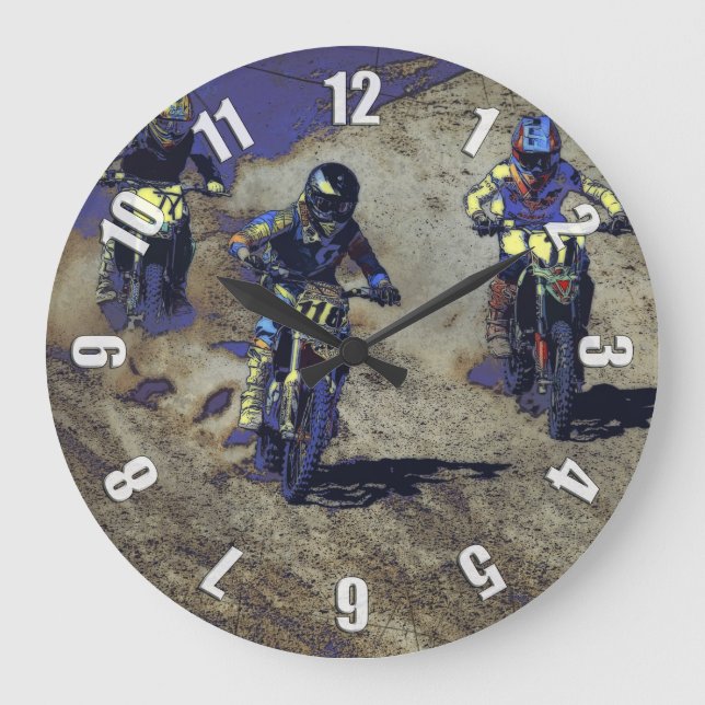 The Home Stretch! - Motocross Racer Große Wanduhr (Vorderseite)