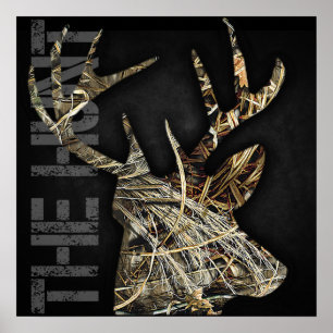 "The Hunt" Deer Hunting Camoflauge Antlers Poster