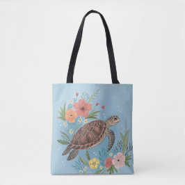 The illustration of a sea turtle tasche