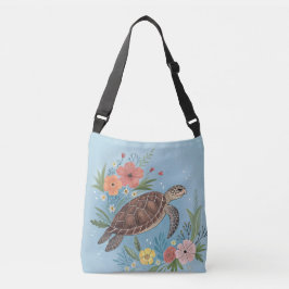 The illustration of a sea turtle tragetaschen mit langen trägern