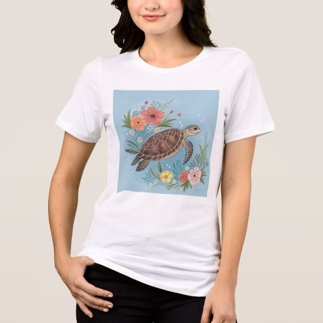 The illustration of a sea turtle Tri-Blend shirt (Vorderseite)