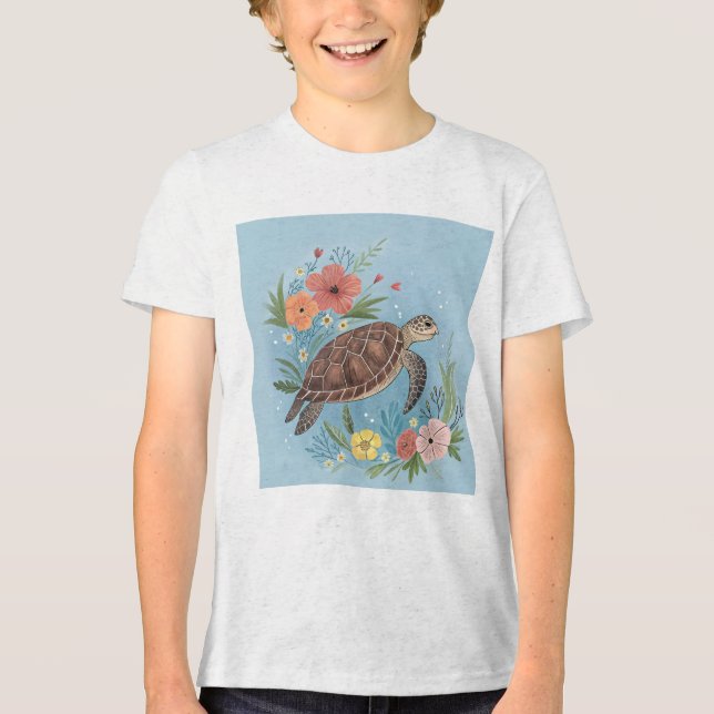 The illustration of a sea turtle Tri-Blend shirt (Vorderseite)