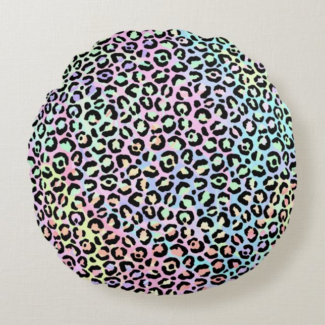 The Iridescent Leopard Series Design 5 Rundes Kissen (Vorderseite)