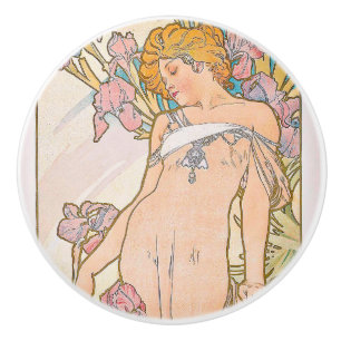The Iris (1897) von Alphonse Mucha Keramikknauf