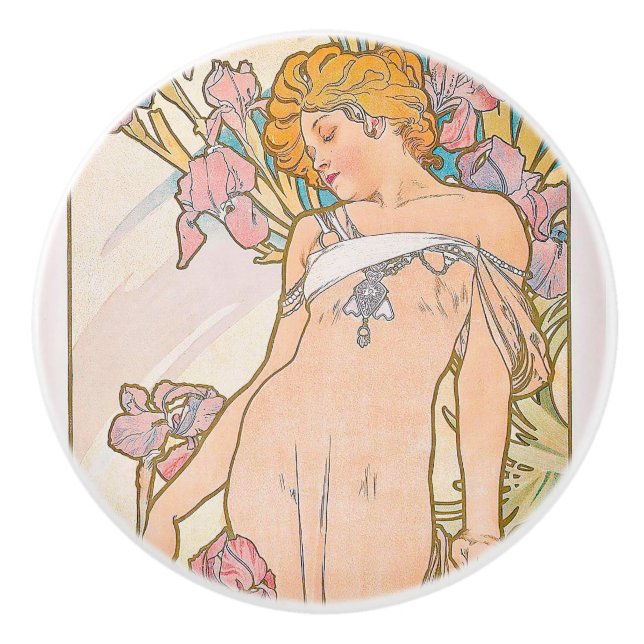 The Iris (1897) von Alphonse Mucha Keramikknauf (Vorderseite)