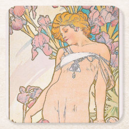 The Iris (1897) von Alphonse Mucha Rechteckiger Pappuntersetzer