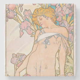 The Iris (1897) von Alphonse Mucha Steinuntersetzer