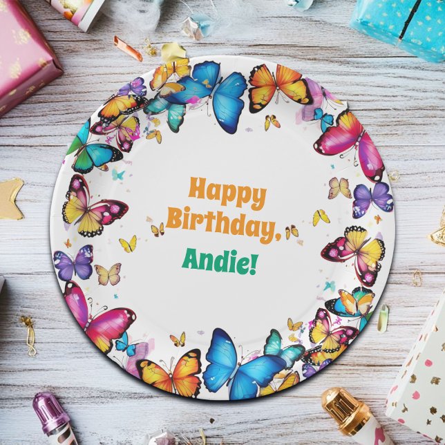 The Joy of Butterflies Birthday Party Pappteller (Von Creator hochgeladen)