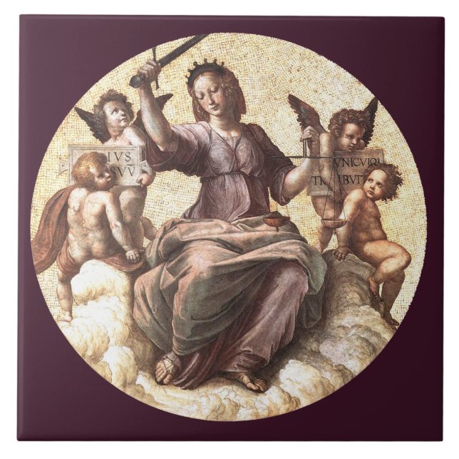 The JUSTICE Allegory Fresco von Raffaello Sanzio Fliese (Vorderseite)