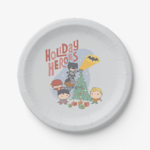 The Justice League Chibi Holiday Tree Pappteller