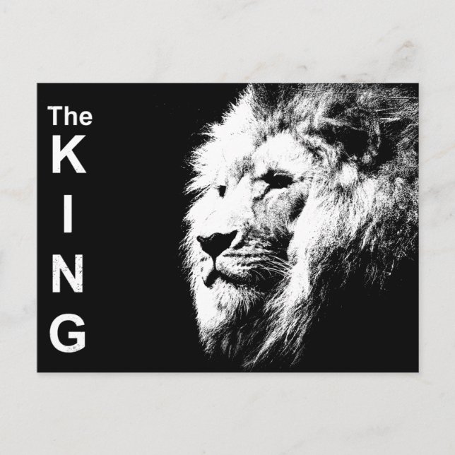 The King Black & White Pop Art Template Lion Head Postkarte (Vorderseite)