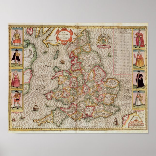 The Kingdome of England, graviert von Jodocus Poster (Vorne)