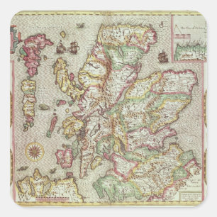The Kingdome of Scotland, eingraviert von Jodocus Quadratischer Aufkleber