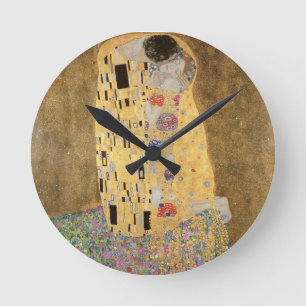 The Kiss, 1907-08 (Öl auf Leinwand) Runde Wanduhr