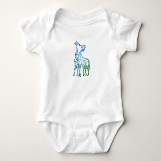 The Kiss Giraffe DrawinBaby Jersey Bodysuit, White Baby Strampler (Vorderseite)