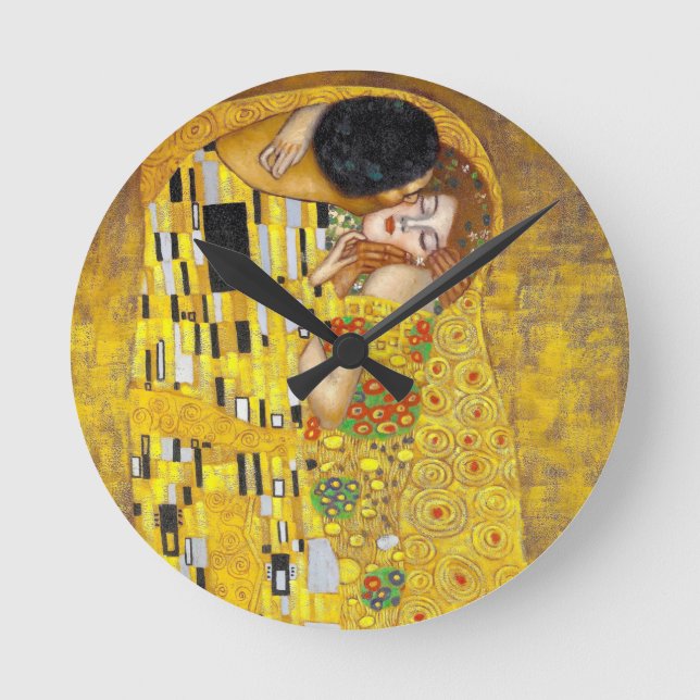  the Kiss - Gustav Klimt    Runde Wanduhr (Vorderseite)