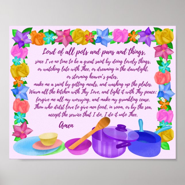 The Kitchen Prayer Lord of Pots & Pans Wall Art Poster (Vorne)