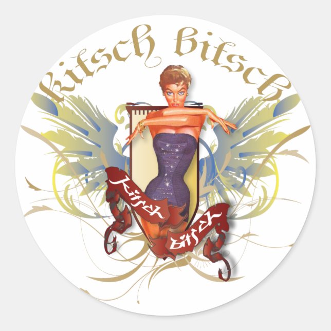 The Kitsch Bitsch : Beauty Tattoo Button Up Baden Runder Aufkleber (Vorderseite)