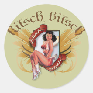 The Kitsch Bitsch:Kowgirl Kitsch Tattoo Button Up Runder Aufkleber