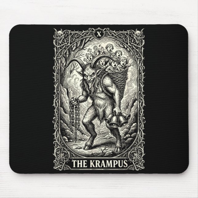 The Krampus Tarot Card Goth Witchy Black Pajamas C Mousepad (Vorne)