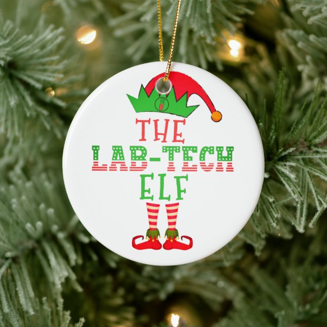 The Lab Tech Elf Christmas Family Matching Pajama Keramik Ornament (Baum)