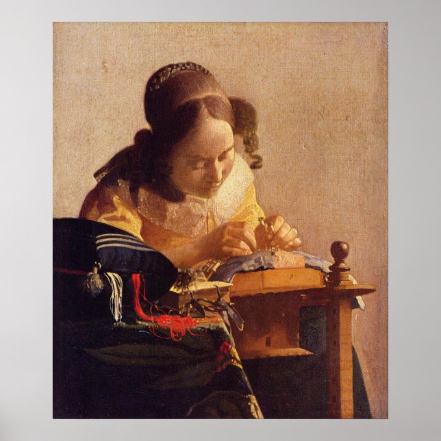 The Lacemaker by Johannes Vermeer Poster (Vorne)