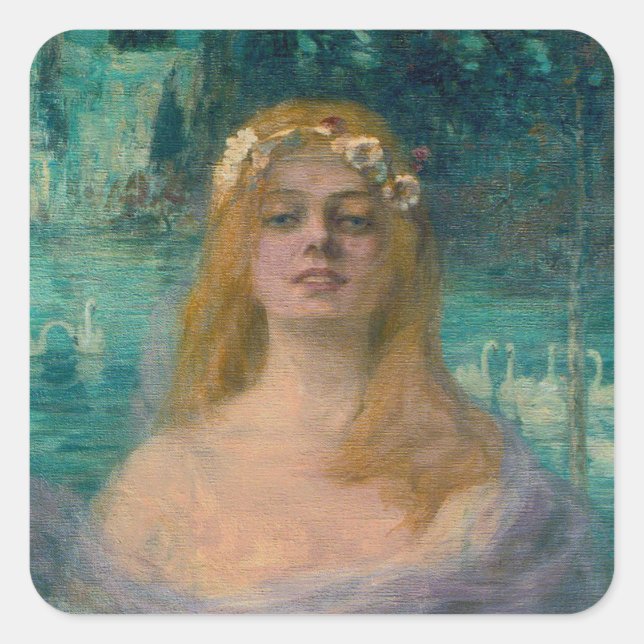 The Lake Fairy Princess (von Kimon Loghi) Quadratischer Aufkleber (Vorderseite)