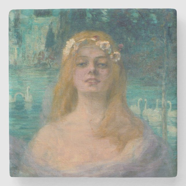 The Lake Fairy (von Kimon Loghi) Steinuntersetzer (Vorderseite)
