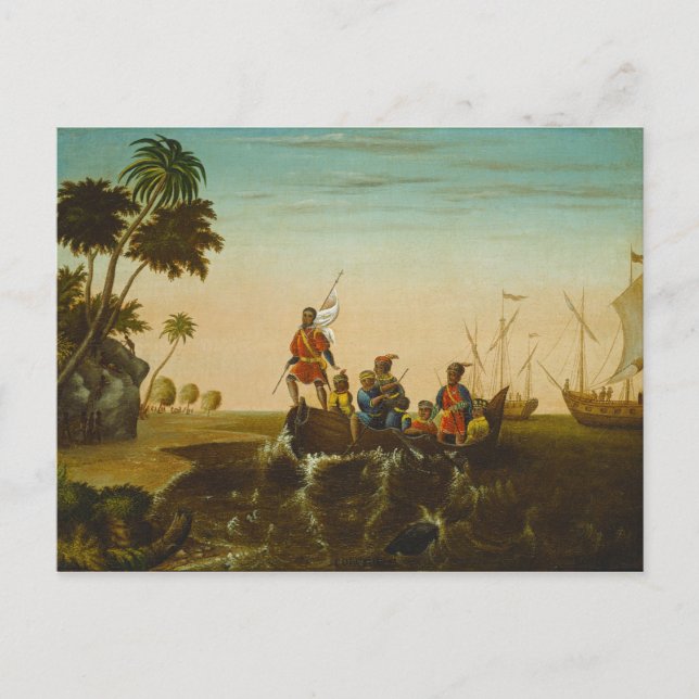The Landing of Columbus, c.1837 (Öl auf Leinwand) Postkarte (Vorderseite)