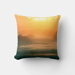 The landscape photo,  beautiful sea fog in morning kissen