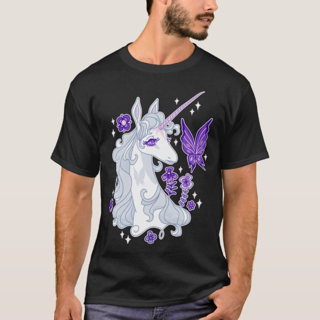 The Last Unicorn Portrait Butterfly Whispers T-Shirt (Vorderseite)