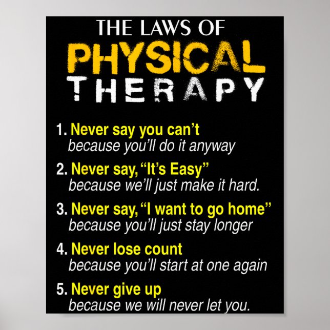 The Laws Of Physical Therapy Motivational Goals Pt Poster (Vorne)