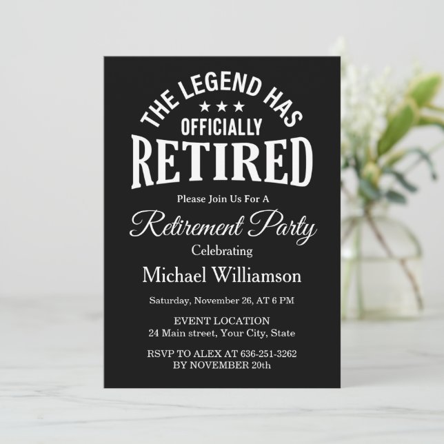 The Legend has officially retired Retirement party Einladung (Stehend Vorderseite)