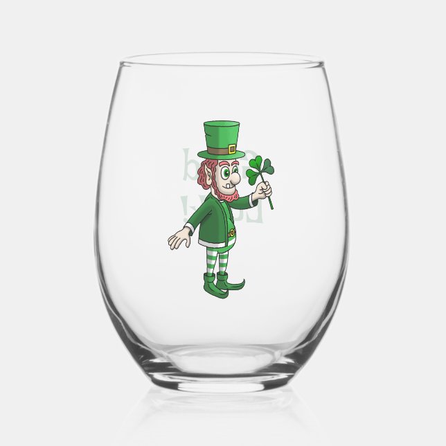 The Leprechaun with a shamrock Weinglas Ohne Stiel (Vorderseite)