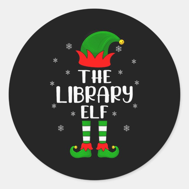 The Library Elf Christmas Party Matching Family Xm Runder Aufkleber (Vorderseite)