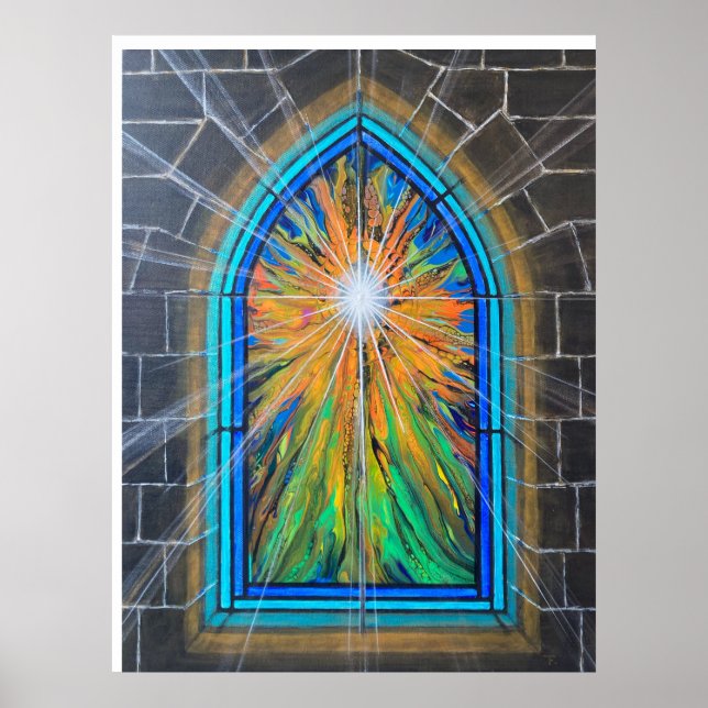 The Light 3 Church Stained Glass Window  Poster (Vorne)