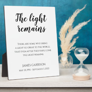 The Light Remains Memorial Celebration of Life Fotoplatte