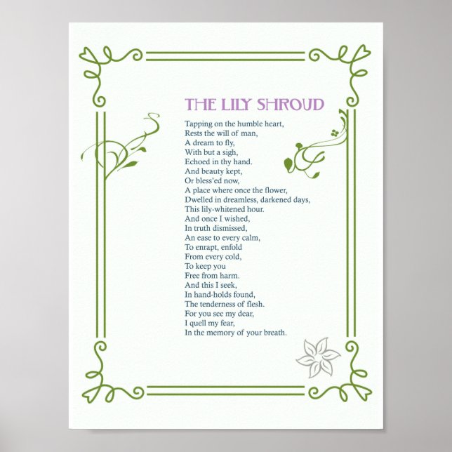 The Lily Shroud - Gedicht über Liebe und Tod - dru Poster (Vorne)