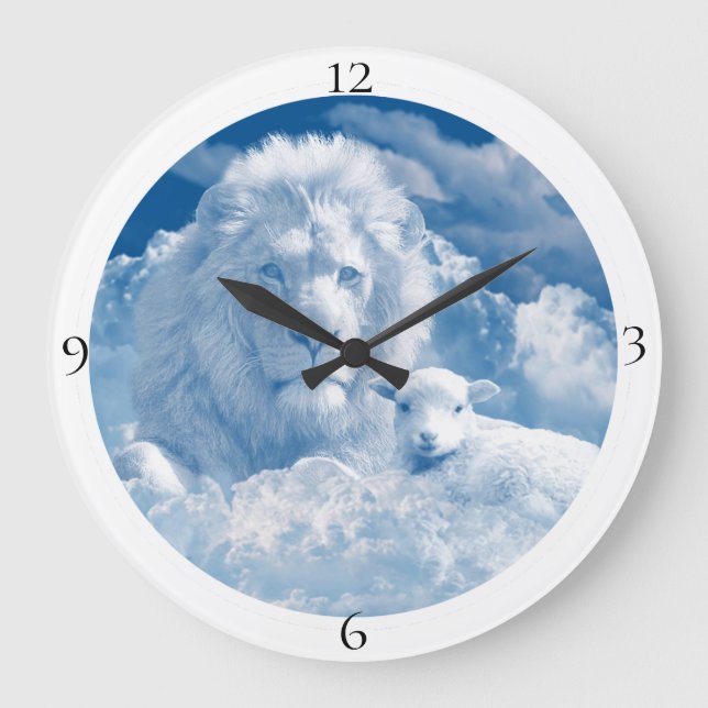 The Lion And The Lamb Wall Clock Große Wanduhr (Vorderseite)