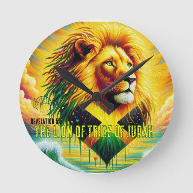 The lion of tribe of Judah T-Shirt Runde Wanduhr (Vorderseite)