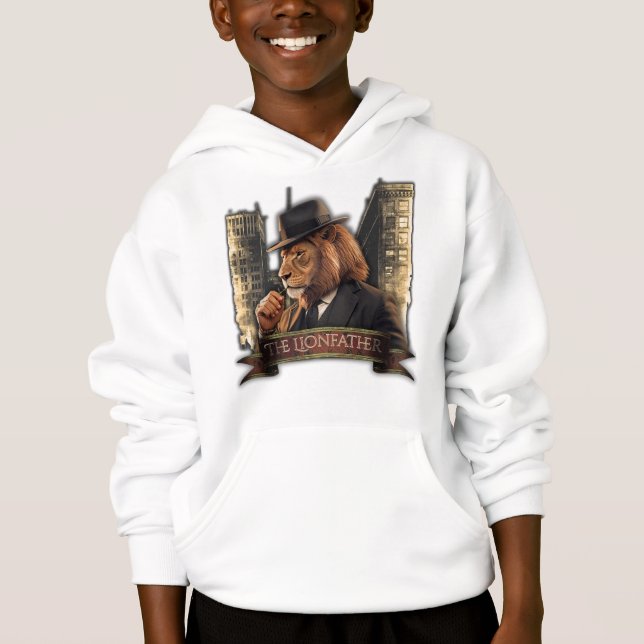 The Lionfather – Mafia Style Lion in Suit Hoodie (Vorderseite)