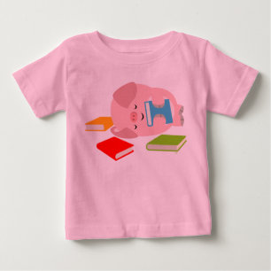 The Little Book Lover (Cartoon Pig) Baby T - Shirt
