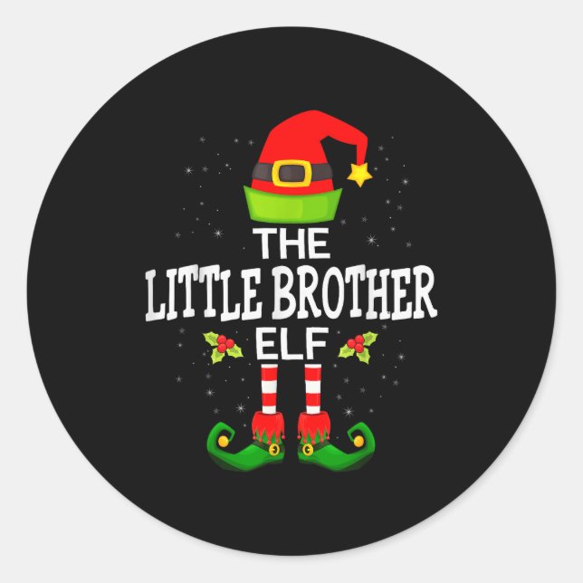 The Little Brother Elf Christmas Family Matching P Runder Aufkleber (Vorderseite)