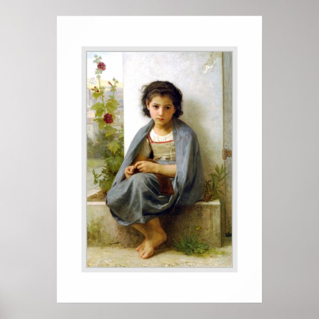 The Little Knitter 1882, Poster de Bouguereau (Devant)
